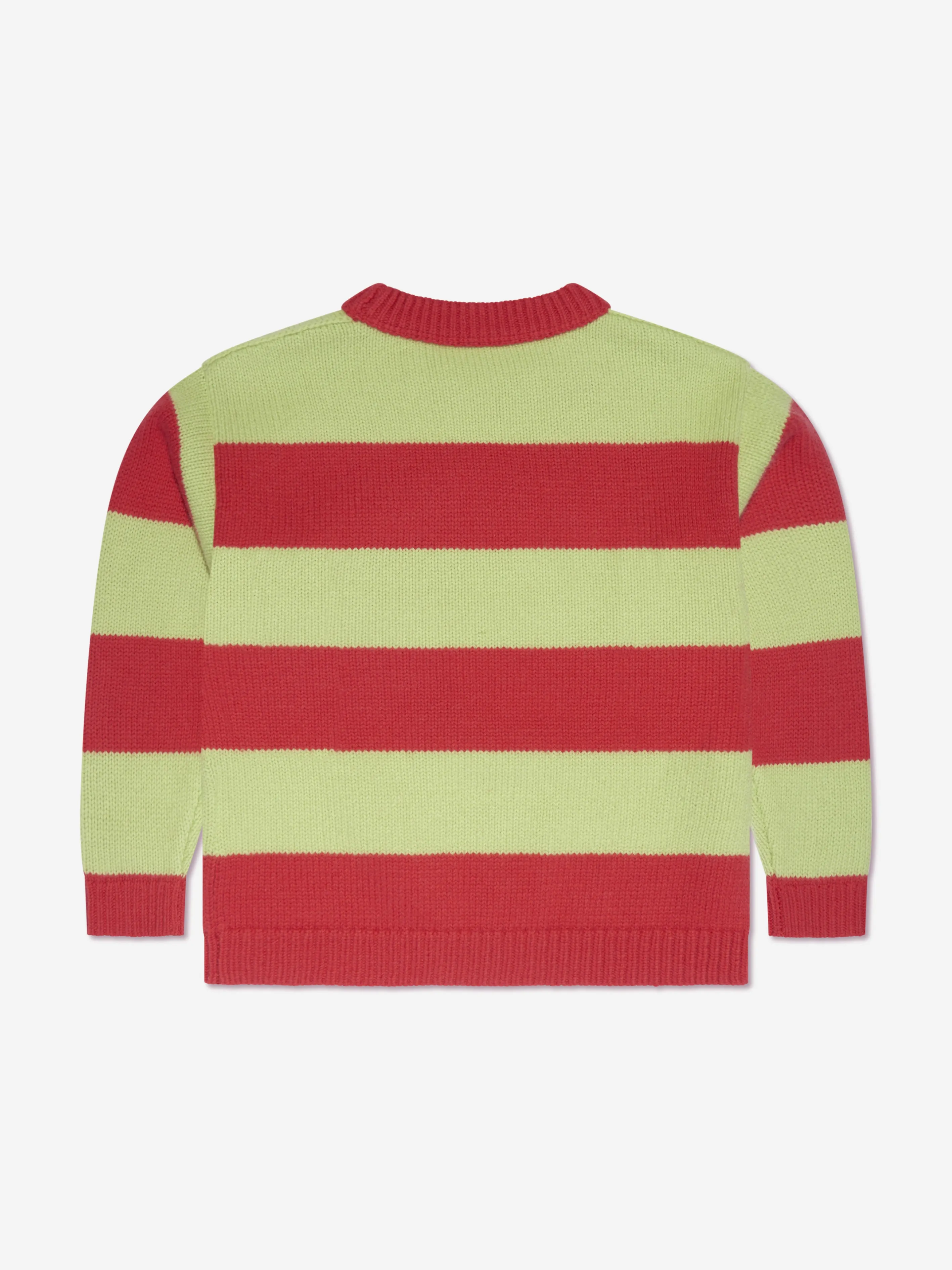 Acne Studios Kids Wool Striped Face Logo Jumper in Red