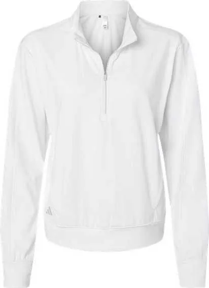 Adidas A1002 Women's Ultimate365 Textured Quarter-Zip Pullover - White