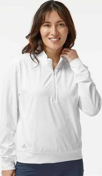 Adidas A1002 Women's Ultimate365 Textured Quarter-Zip Pullover - White