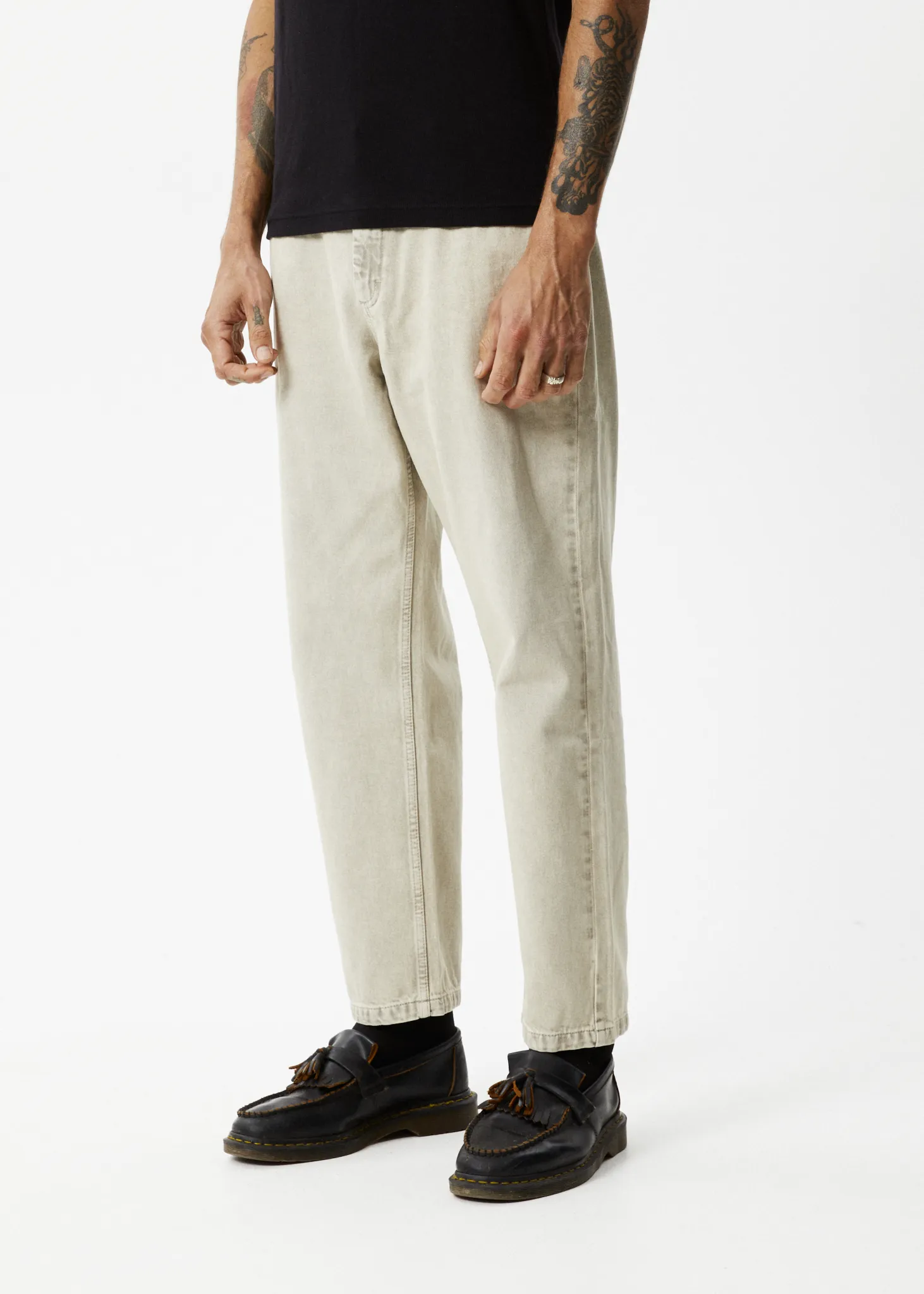 AFENDS Mens Ninety Twos - Denim Relaxed Jeans - Faded Cement