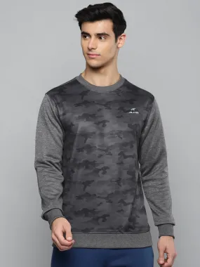 Alcis Men Grey Camouflage Printed Sweatshirt