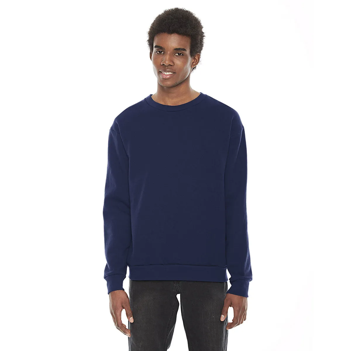 American Apparel Unisex Navy Flex Fleece Drop Shoulder Pullover Crewneck