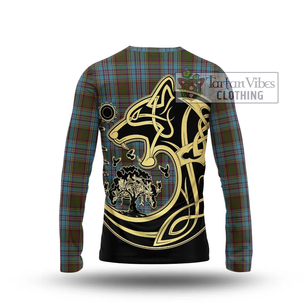 Anderson Tartan Long Sleeve T-Shirt with Family Crest Celtic Wolf Style