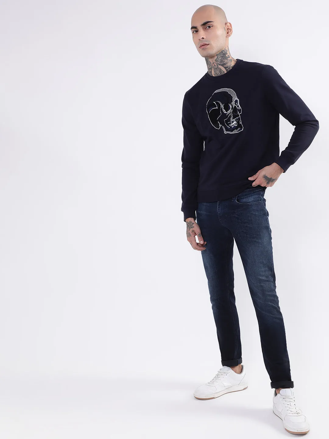 Antony Morato Men Blue Round Neck Printed Sweatshirt