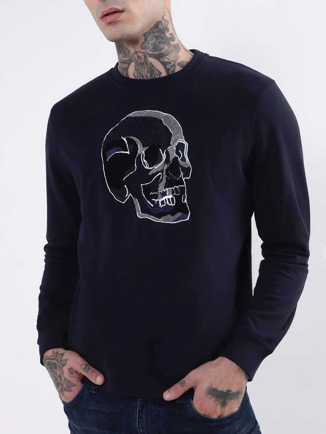 Antony Morato Men Blue Round Neck Printed Sweatshirt