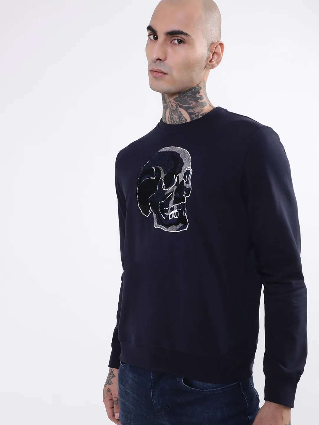 Antony Morato Men Blue Round Neck Printed Sweatshirt