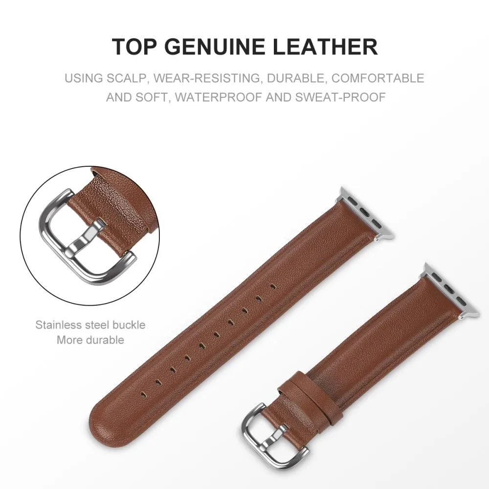 Apple Watch (45mm) cowhide genuine leather watch strap - Brown