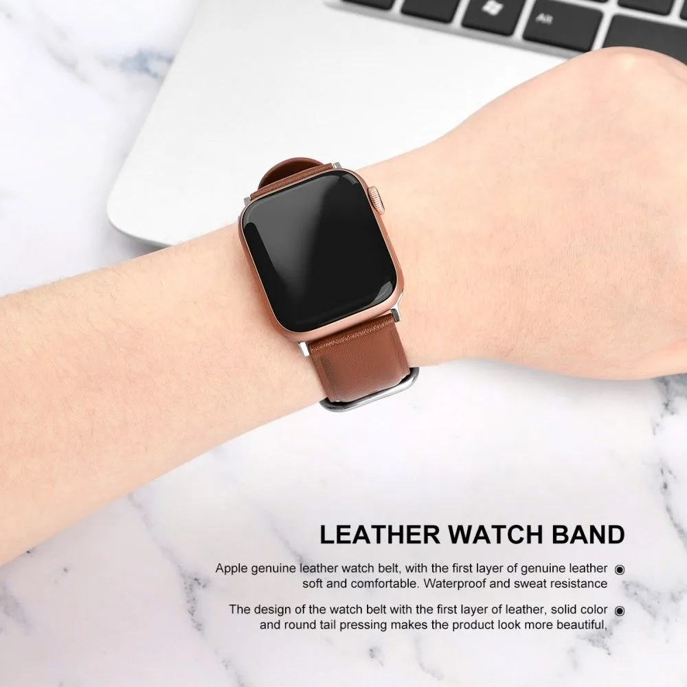 Apple Watch (45mm) cowhide genuine leather watch strap - Brown