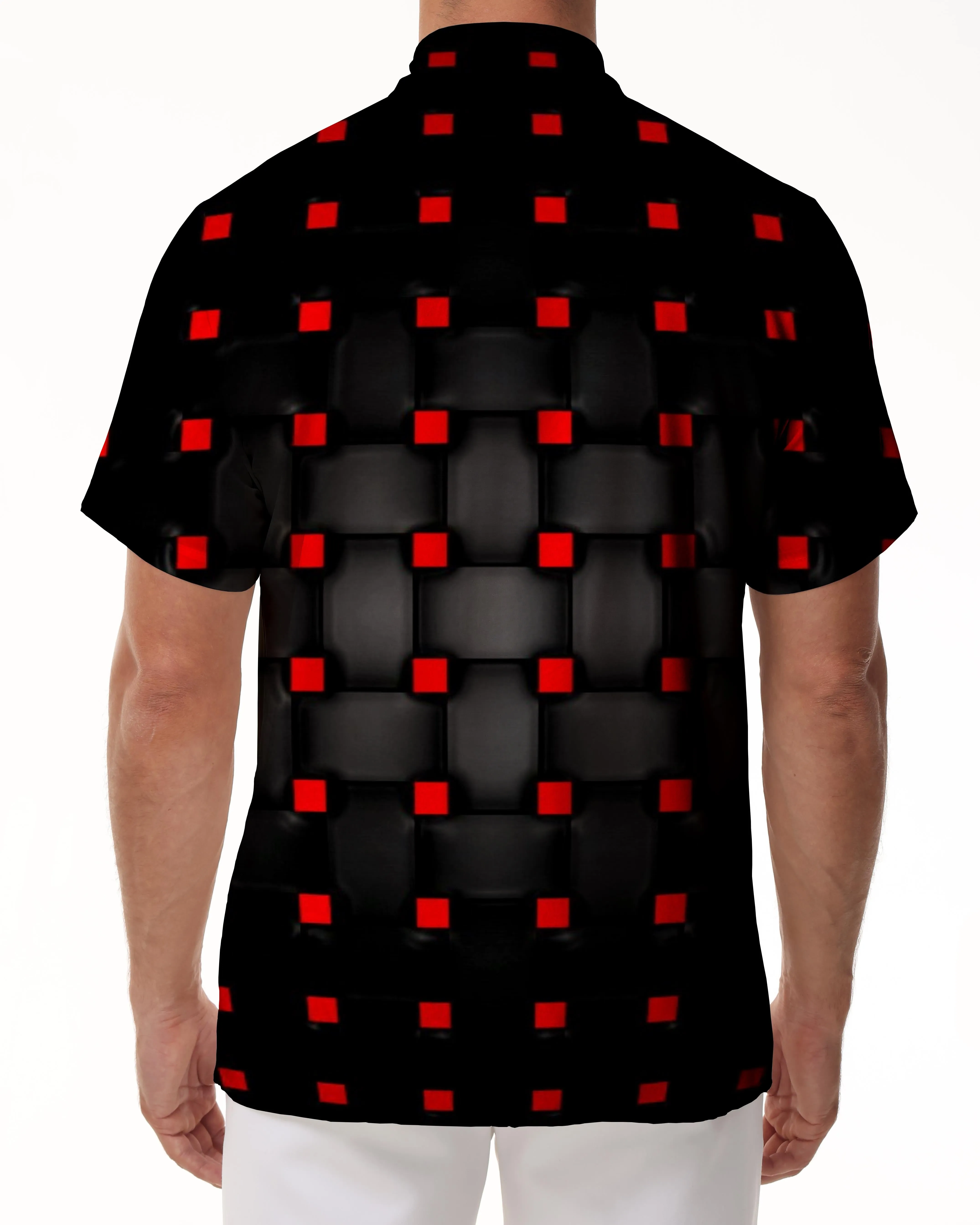 Armor Black Indoor Mens Hawaiian Button Down Mens Casual Shirt Short Sleeve Beachwear 3d Printed Abstract Geometric Pattern