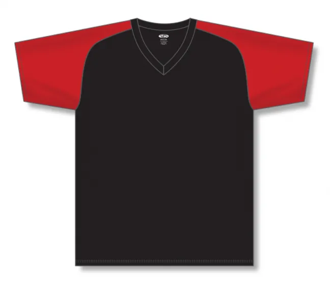 Athletic Knit (AK) BA1375Y-249 Youth Black/Red Pullover Baseball Jersey