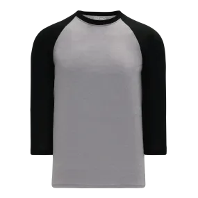 Athletic Knit (AK) BA1846A-920 Adult Heather Grey/Black Pullover Baseball Jersey