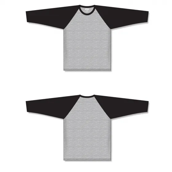 Athletic Knit (AK) BA1846A-920 Adult Heather Grey/Black Pullover Baseball Jersey