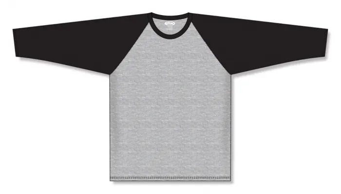 Athletic Knit (AK) BA1846A-920 Adult Heather Grey/Black Pullover Baseball Jersey