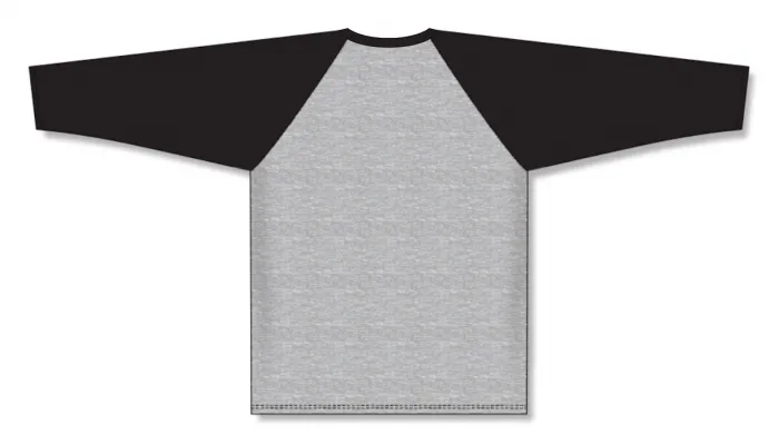 Athletic Knit (AK) BA1846A-920 Adult Heather Grey/Black Pullover Baseball Jersey