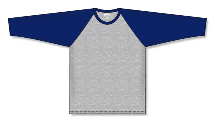 Athletic Knit (AK) BA1846A-921 Adult Heather Grey/Navy Pullover Baseball Jersey