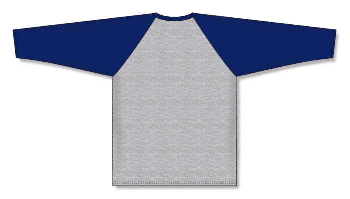 Athletic Knit (AK) BA1846A-921 Adult Heather Grey/Navy Pullover Baseball Jersey