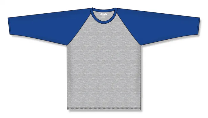 Athletic Knit (AK) BA1846A-922 Adult Heather Grey/Royal Blue Pullover Baseball Jersey