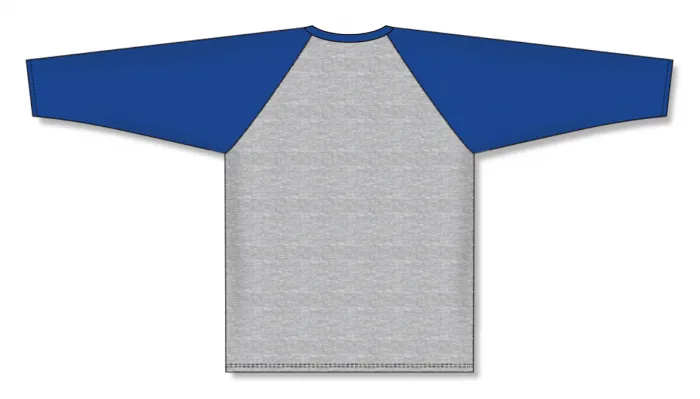 Athletic Knit (AK) BA1846A-922 Adult Heather Grey/Royal Blue Pullover Baseball Jersey