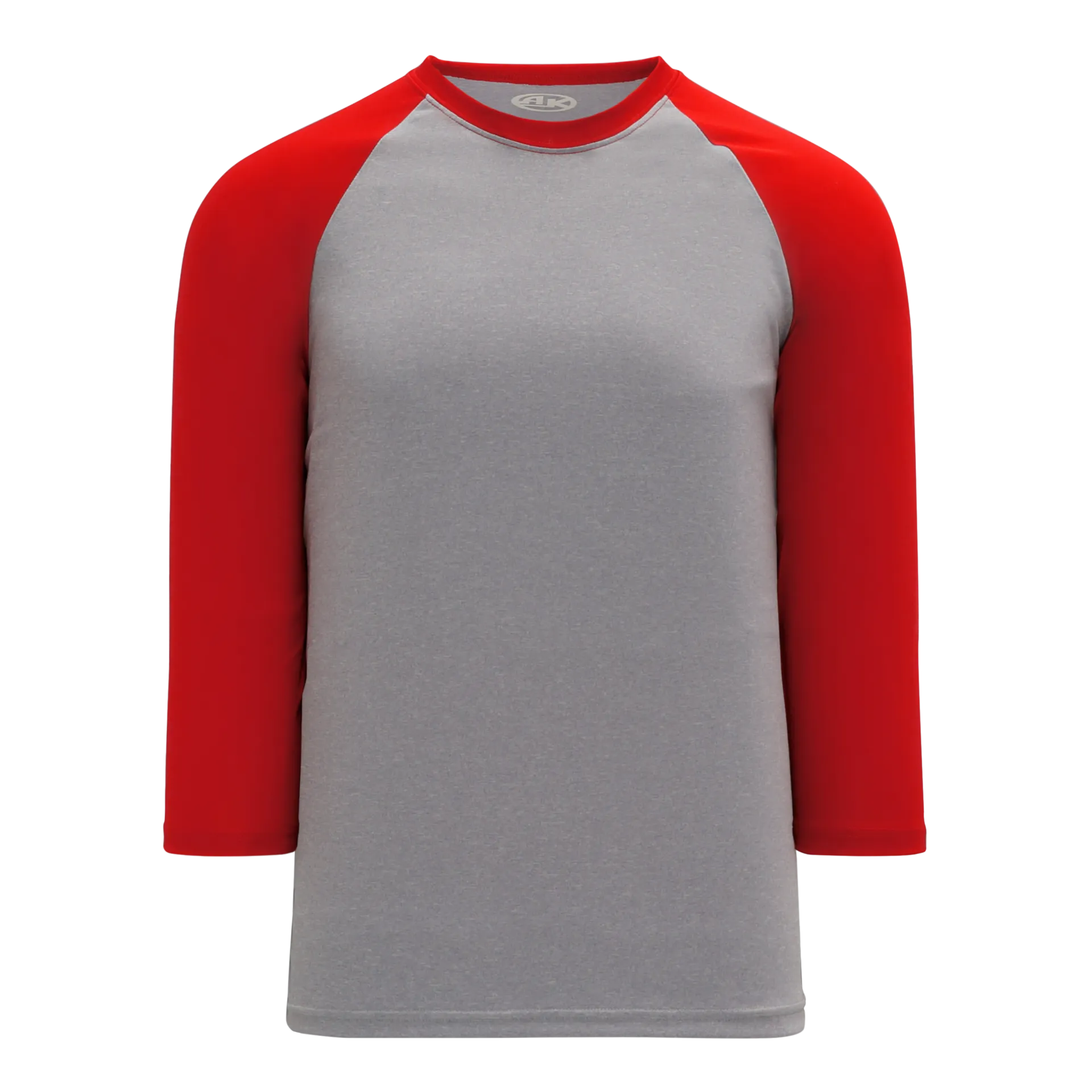 Athletic Knit (AK) BA1846A-923 Adult Heather Grey/Red Pullover Baseball Jersey