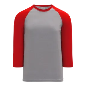 Athletic Knit (AK) BA1846A-923 Adult Heather Grey/Red Pullover Baseball Jersey