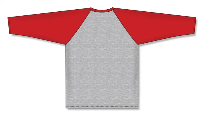 Athletic Knit (AK) BA1846A-923 Adult Heather Grey/Red Pullover Baseball Jersey