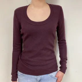 Aubergine Purple Cashmere Scoop Neck Jumper Extra Small