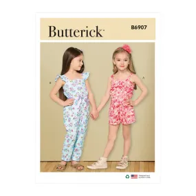 B6907 Children's Romper, Jumpsuit and Sash (XXS-XS-S-M-L)