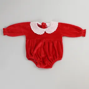 Baby Girls Velour Romper - Red - Pex Nova