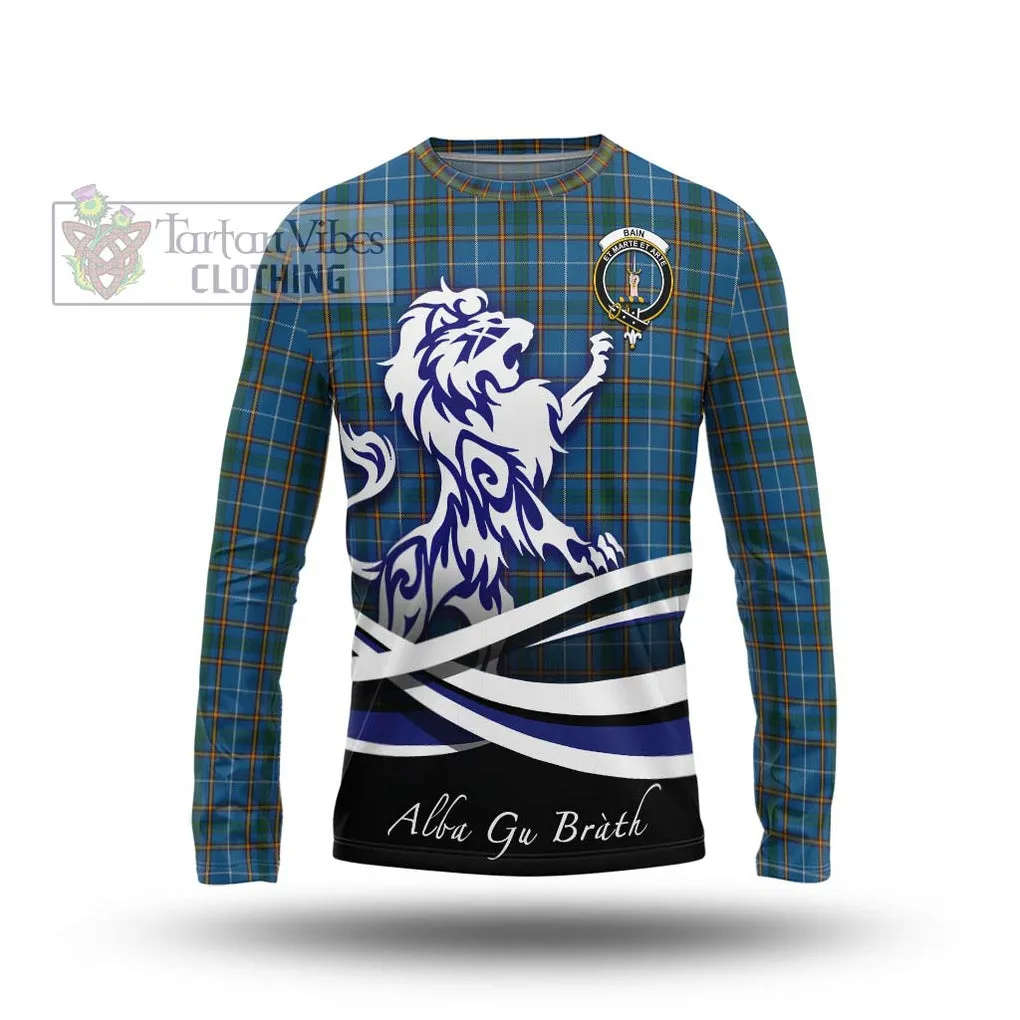 Bain Tartan Long Sleeve T-Shirt with Alba Gu Brath Regal Lion Emblem