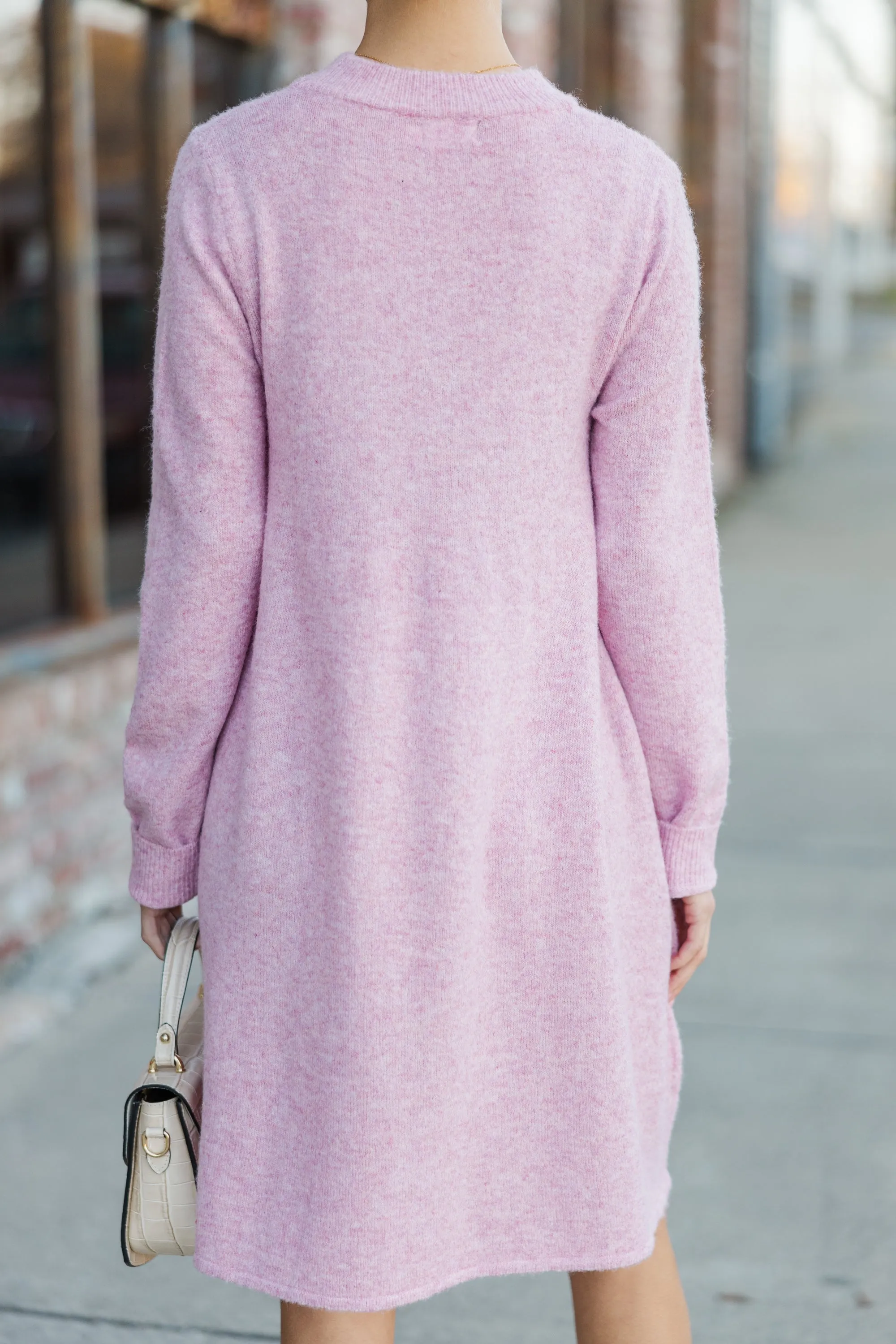 Be The One Pink Babydoll Sweater Dress