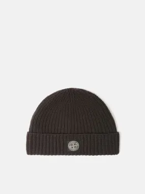 Beanie with Logo Patch - LEAD GREY