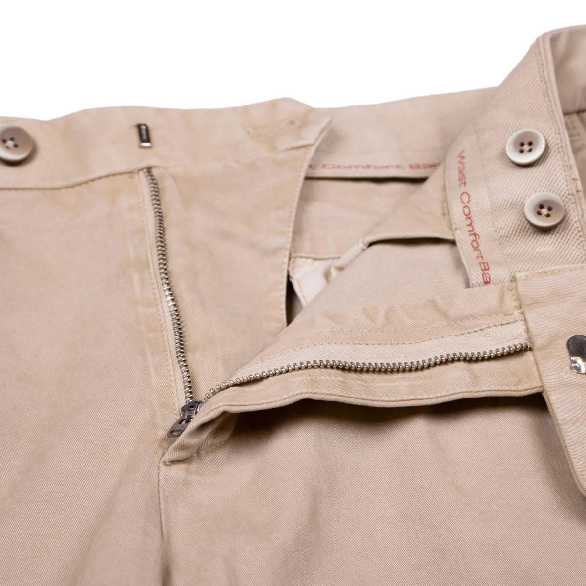 Beige Stretch Cotton Twill Chinos