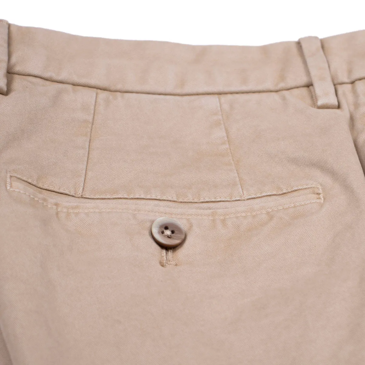 Beige Stretch Cotton Twill Chinos