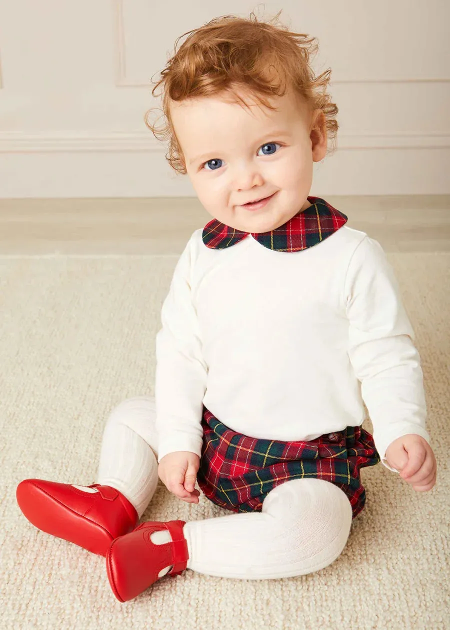 Belgravia Tartan Long Sleeve Bodysuit in Red (1mth-3yrs)