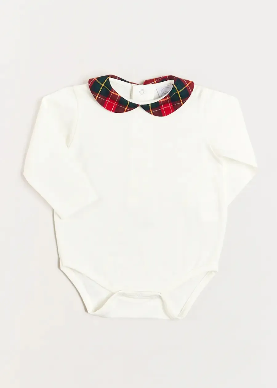 Belgravia Tartan Long Sleeve Bodysuit in Red (1mth-3yrs)