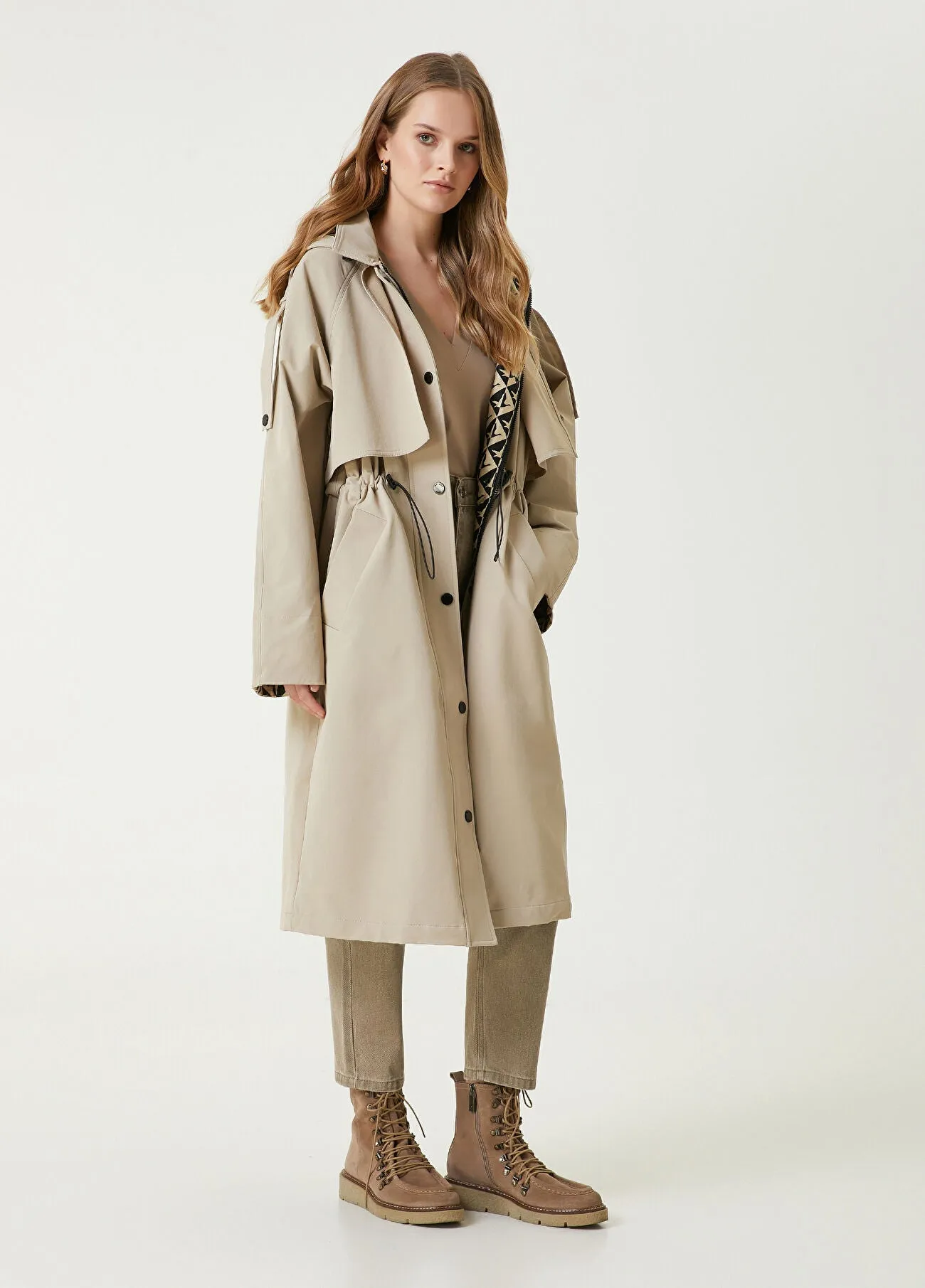 Beymen Club Light Hooded Overcoat Light Beige