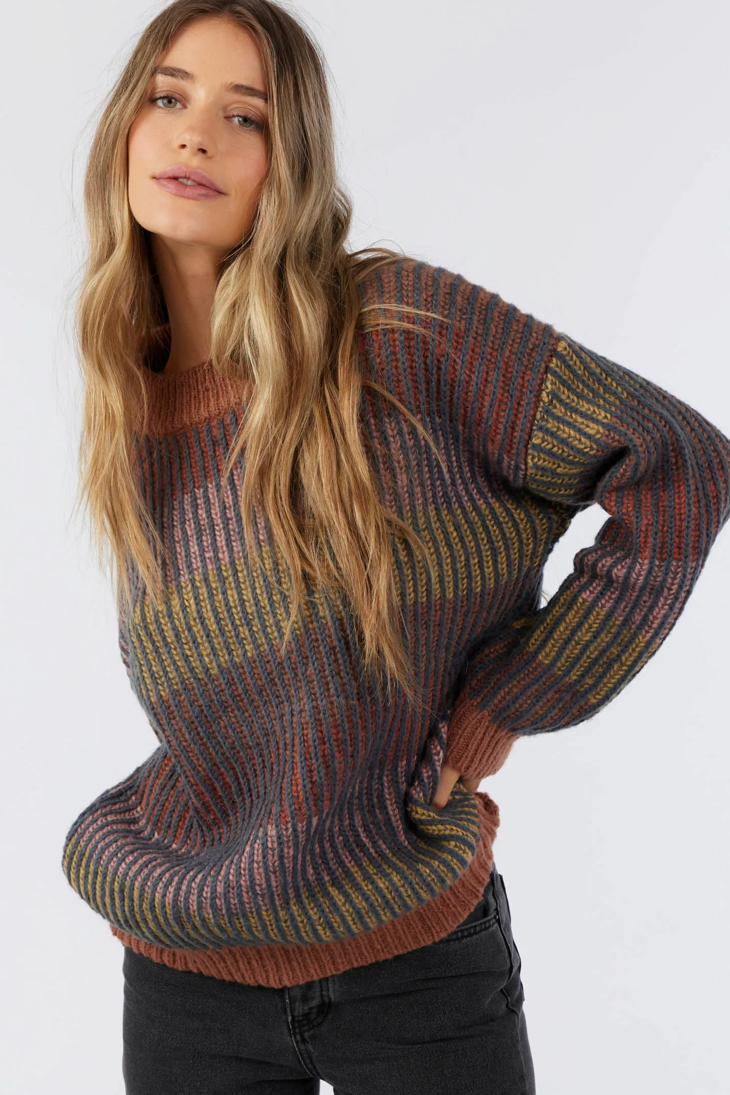 BILLIE STRIPE MOCKNECK OVERSIZED SWEATER