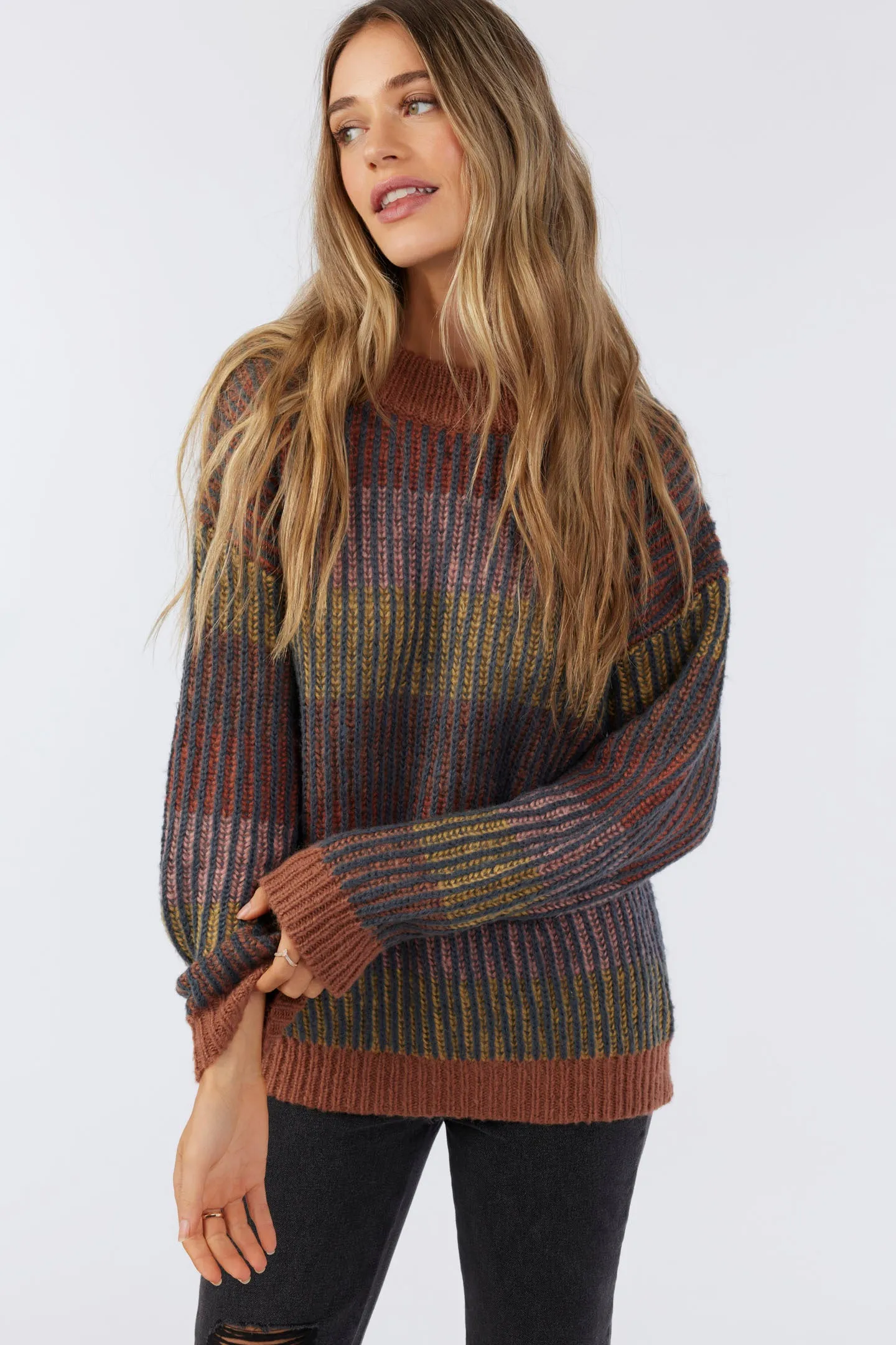 BILLIE STRIPE MOCKNECK OVERSIZED SWEATER