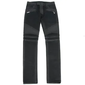 Black Waxed Biker Jeans