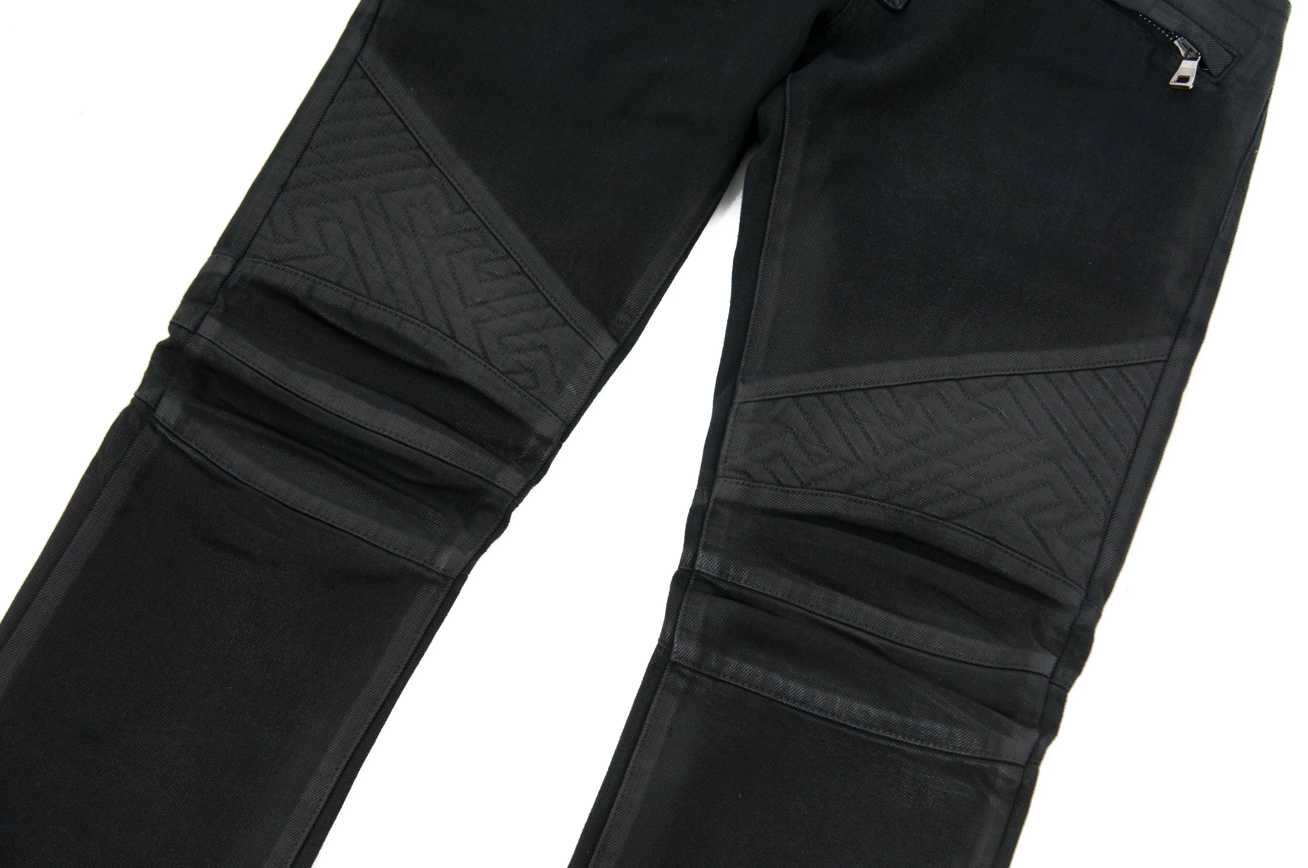 Black Waxed Biker Jeans