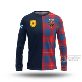 Blane Tartan Long Sleeve T-Shirt Alba with Scottish Lion Royal Arm Half Style