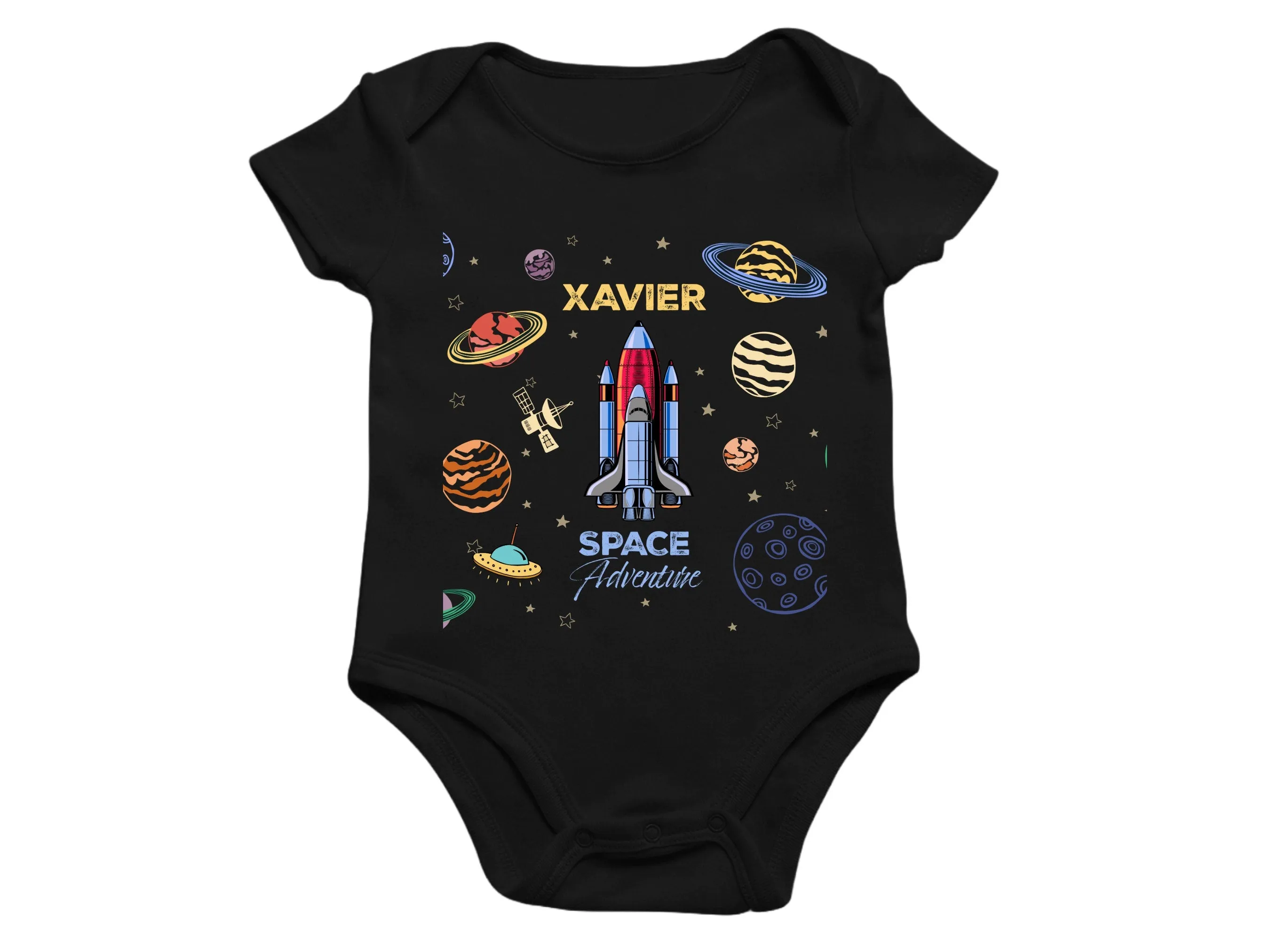 Boys Custom Space Adventure Sports Shirt - 5th Birthday Gift Cotton Tee for Boy, Short Sleeve Personalize Boy Sports T-Shirt with Your Name