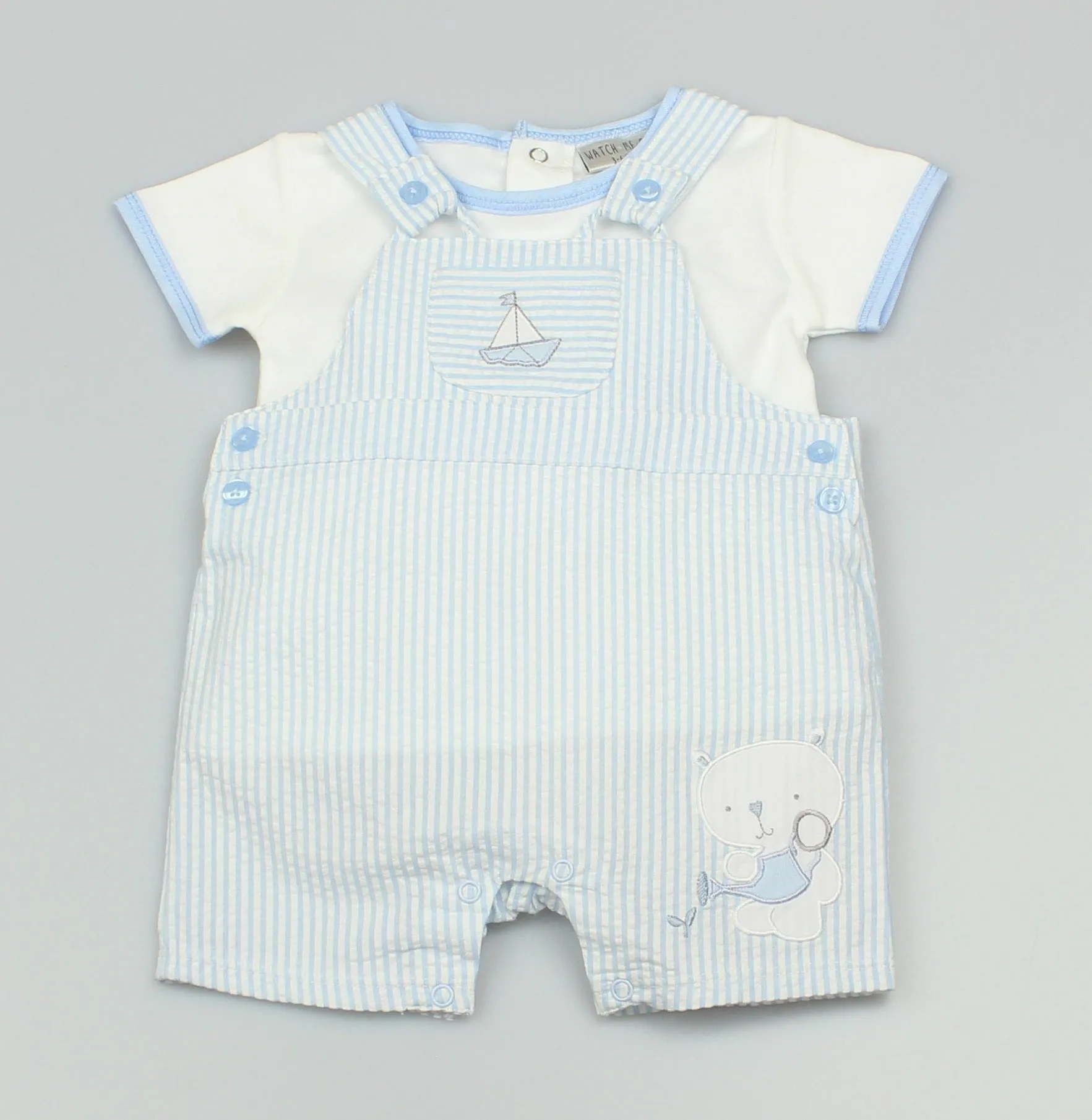 Boys Dungaree & Top Boat & Bear (0-9 Months)-GF1059