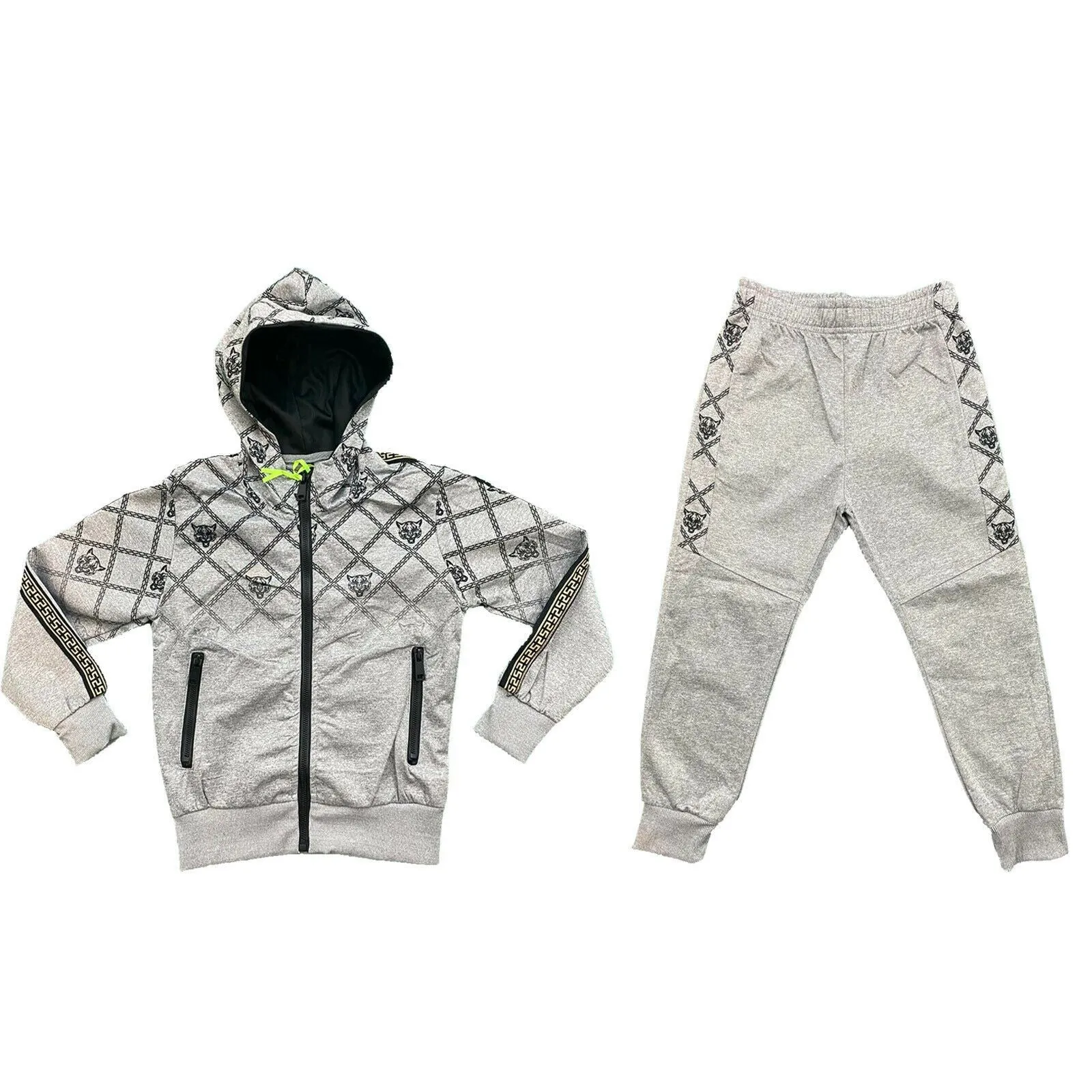 Boys Kids Tracksuit Jacket Joggers Jogging Bottoms Baroque Chain Winter Fleece