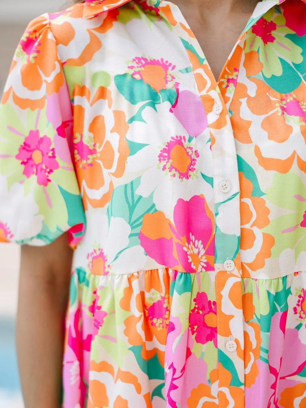 Bright Floral Collared Mini Dress