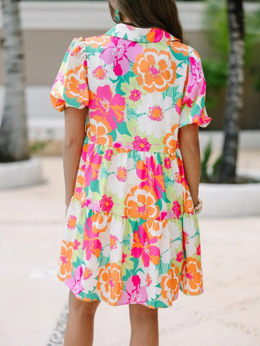 Bright Floral Collared Mini Dress