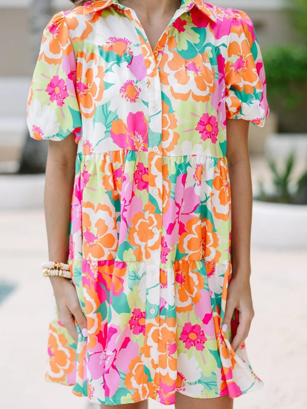 Bright Floral Collared Mini Dress