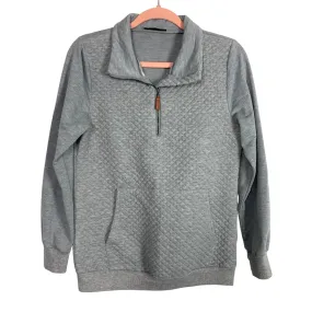 BTFBM Heather Gray Quilted Zip Pullover- Size S