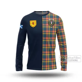 Buchanan Ancient Tartan Long Sleeve T-Shirt Alba with Scottish Lion Royal Arm Half Style