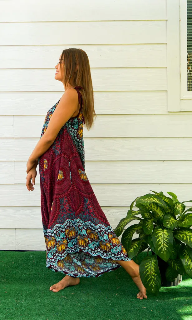 Burgundy Elephant Mandala Jumpsuit